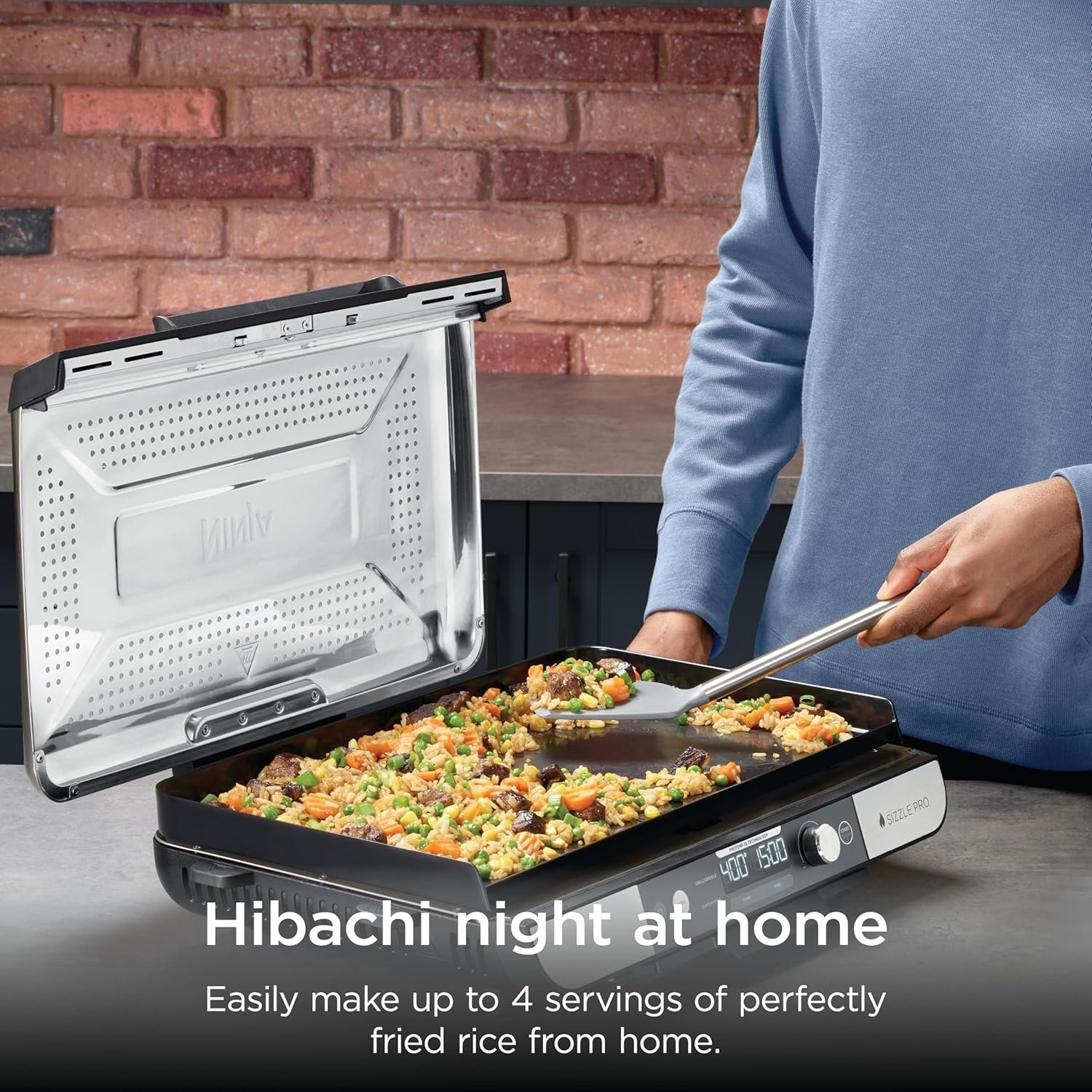 Ninja Sizzle Pro XL Indoor Grill & Flat Plate – Non-Stick Ceramic Plates, Detachable Lid, Grease Catch & Recipe Guide (Silver/Black GX101UK) - Image 10