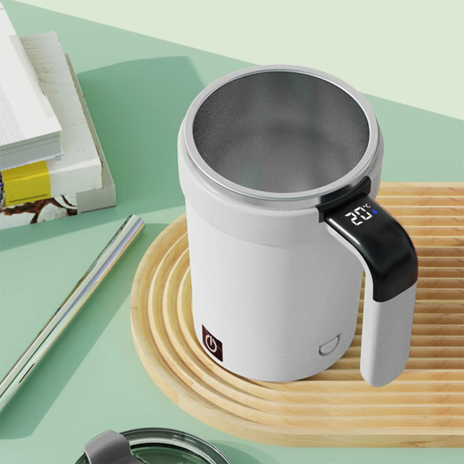 Automatic Stirring Coffee Cup. Rechargeable Automatic Stirring Cup with Temperature Display. Drinking Cup Lid with Straw. Suitable for Coffee. Tea and Hot Chocolate - Image 4
